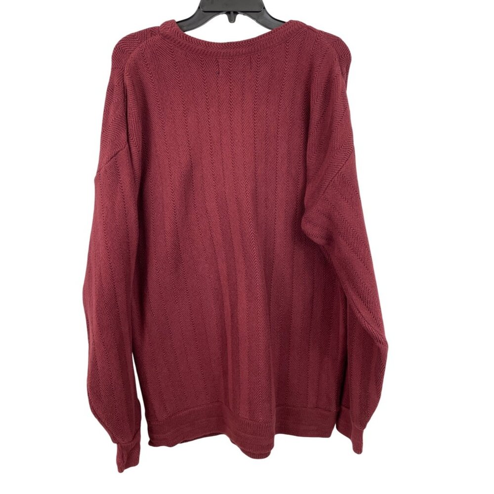 Chaps Ralph Lauren Sweater Burgundy Wine Mens Size Large 100% Cotton - Picture 2 of 9